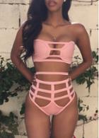 Rosewe Hollow Out Strapless Two Piece Swimwear