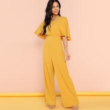 Shein Batwing Sleeve V-neck Wide Leg Jumpsuit