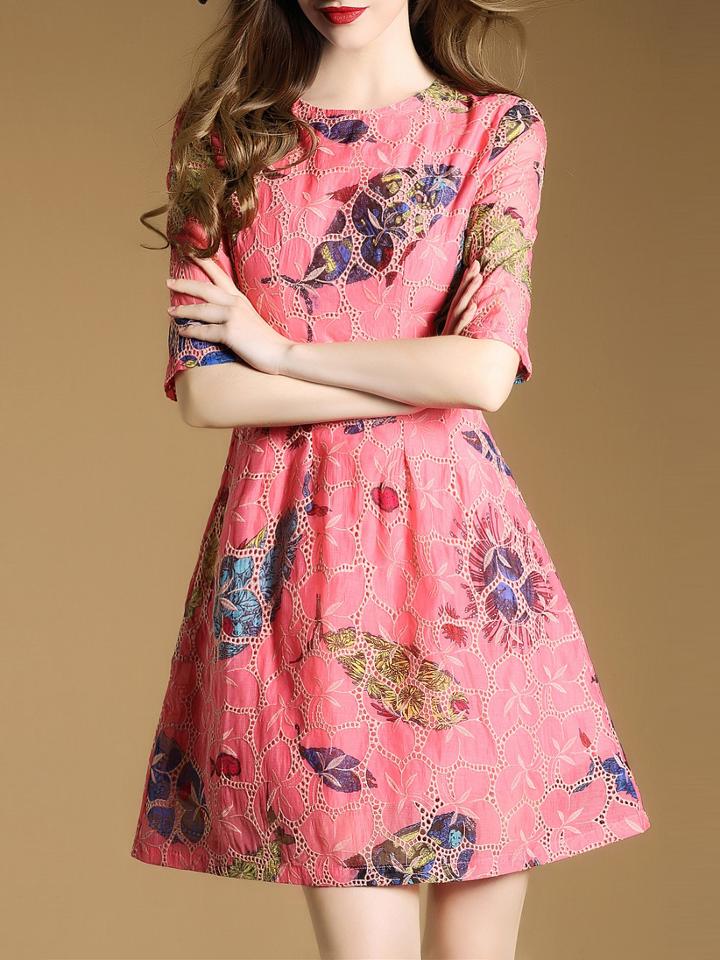 Shein Pink Mesh Fishes Print Dress