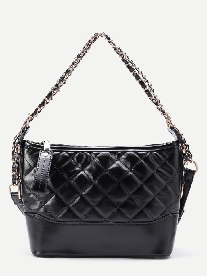 Shein Zipper Detail Quilted Pu Shoulder Bag