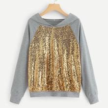 Shein Raglan Sleeve Contrast Sequin Hoodie