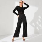 Shein Sheer Lace Bodice Straight Leg Jumpsuit