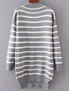 Shein Grey Striped Mock Neck High Low Sweater Dress