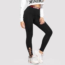 Shein Lettering & Striped Waist Leggings