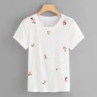 Shein Flower Embroidered Short Sleeve T-shirt