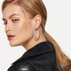 Shein Rhinestone Engraved Cut Hoop Earrings