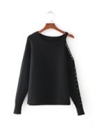 Shein Ring Embellished One Sleeve Sweater