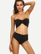 Shein Knot-front Bandeau Bikini Set