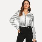 Shein V Neck Stripe Shirt