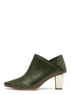 Shein Dark Green Pointed Toe Low-top Chunky Boots