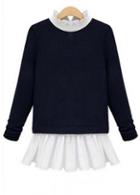 Rosewe Pretty Long Sleeve Color Contrast Stand Collar Tees