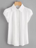 Shein Petal Sleeve Point Collar Blouse