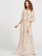 Shein Floral Print Flounce Layered Neckline Dress