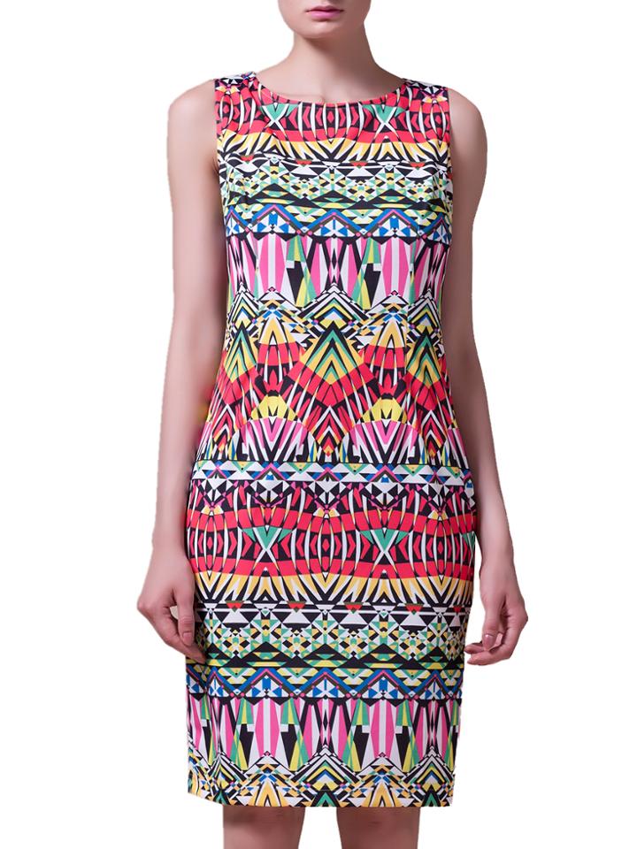 Shein Colorful Sleeveless Knee Length Sheath Dress