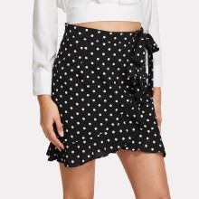 Shein Knot Side Ruffle Trim Skirt