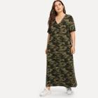 Shein Plus V-neck Camo Dress