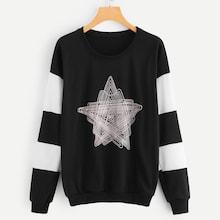 Shein Cut And Sew Abstract Print Sweatshirt