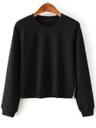 Shein Crop Zipper Side Black Sweatshirt