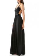 Rosewe Ladylike Solid Black High Waist Backless Strappy Dress