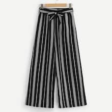 Shein Striped Wide Leg Belt Pants