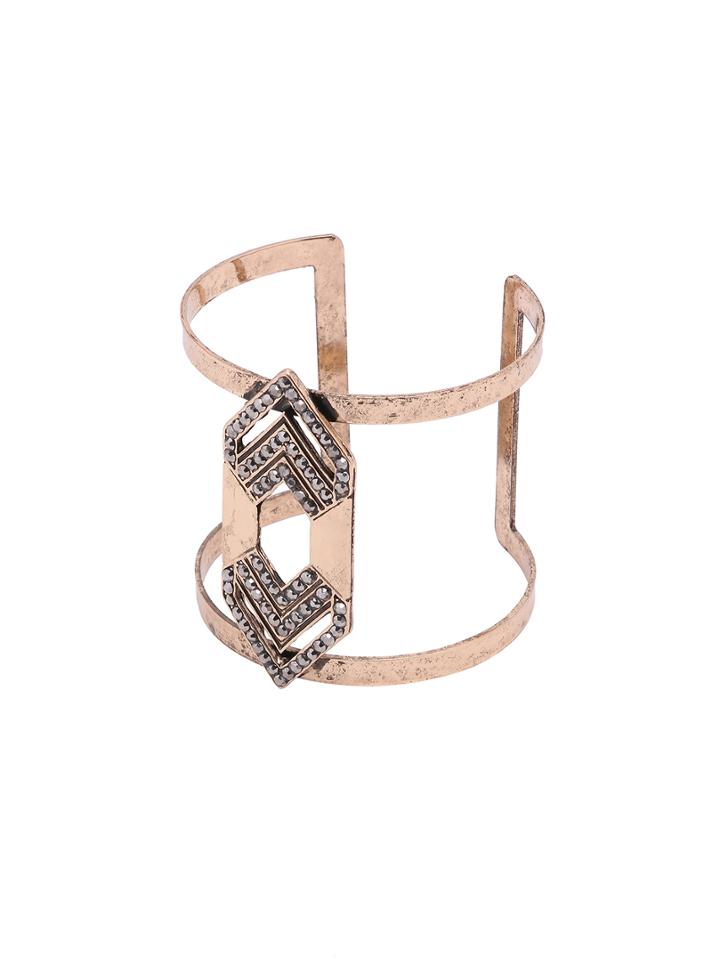 Shein Hollow Gometric Plated Big Cuff Bracelet