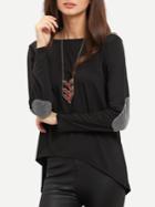 Shein Dip Hem Glitter Elbow Tee