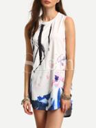 Shein Multicolor Sleeveless Print High Low Vest Dress
