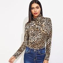 Shein High Neck Leopard Print Tee