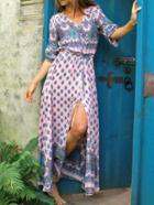 Shein Pink Adjustable Sleeve And Waist Boho Dress