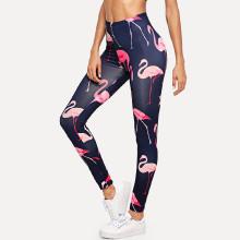 Shein Flamingo Print Skinny Leggings