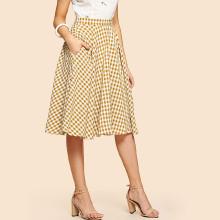 Shein Band Waist Gingham Skirt