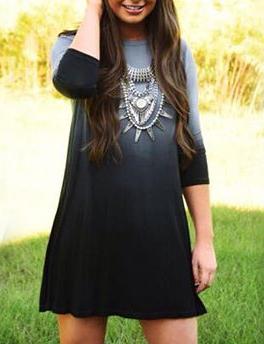 Shein Blue Black Ombre Round Neck Dress