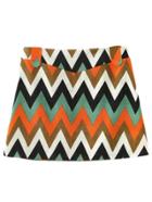 Shein Orange Zipper Side Wave Printing Skirt