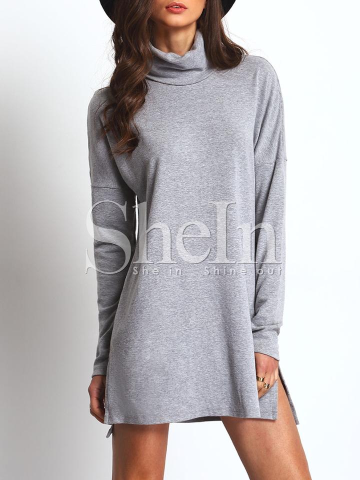 Shein High Neck Side Slit Dress