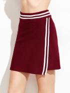 Shein Burgundy Striped Trim Knit Skirt
