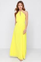 Shein Yellow Sleeveless Halter Maxi Dress