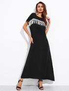 Shein Dolman Sleeve Leaf Applique Dress