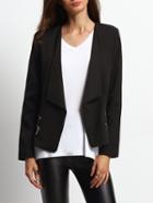 Shein Black Lapel Zipper Fitted Blazer