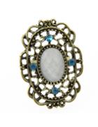 Shein Vintage Aulic Style White Single Imitation Gemstone Big Stone Ring