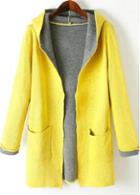 Rosewe Catching Yellow Hooded Collar Long Sleeve Woman Cardigans