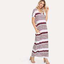 Shein V Neckline Striped Tee Dress