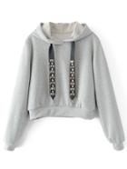Shein Rhinestone Embellished Hooded Sweatshirt