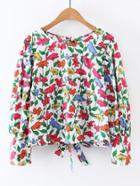 Shein Flower Print Knot Back Top
