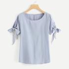 Shein Pearl Embellished Bow Knot Split Sleeves Top