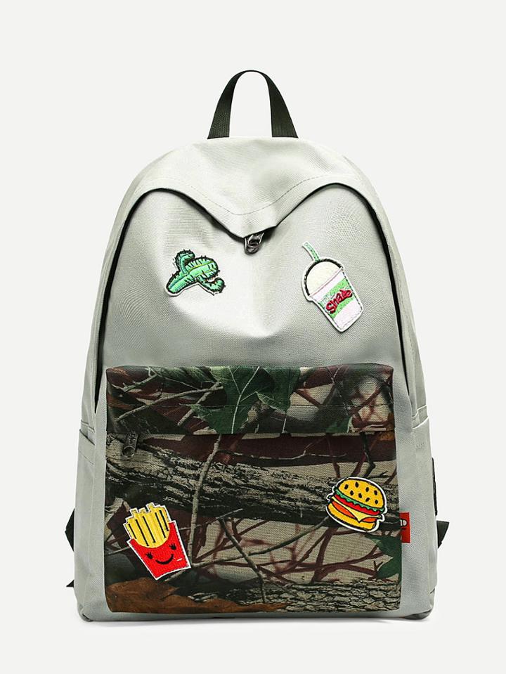Shein Patch Decor Zip Around Backpack