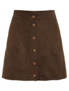 Shein Single Breasted Suede Skirt