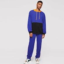 Shein Men Drawstring Color Block Hoodie Top & Pants Set