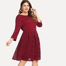 Shein Plus Boxed Pleated Solid Dress