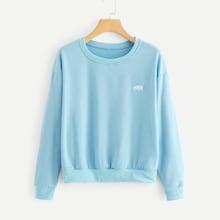 Shein Embroidery Round Neckline Sweatshirt