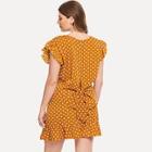 Shein Plus Dot Print Top & Tiered Ruffle Hem Skirt Set